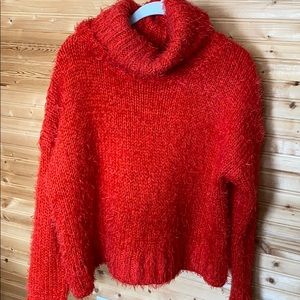 Evereve red fuzzy turtleneck